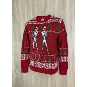 Star Wars Sweater Men's Med Red Christmas Ugly Stormtrooper Dark Side Party EUC
